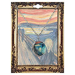 The Scream Print Silver Globe Fine Art Necklace
