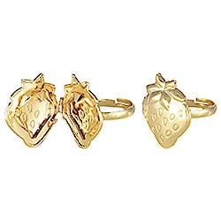 Sweet Memories Gold Strawberry Locket Ring