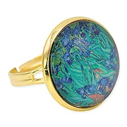 Irises Art Print Gold Adjustable Ring