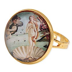 Venus Art Print Gold Adjustable Ring
