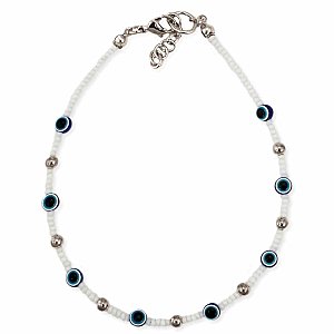 Clear Day White Bead Eye Anklet