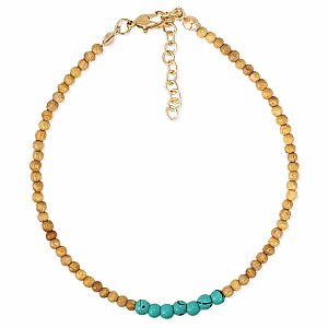 Wood & Turquoise Bead Anklet