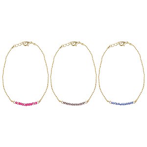 Bright Facet Beaded Bar & Gold Chain Anklet