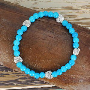 Turquoise Bead Heart Stretch Bracelet