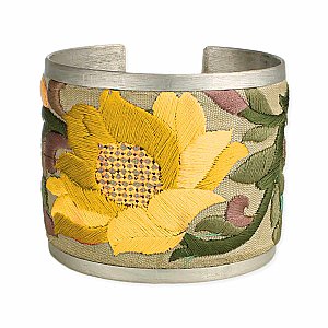 Yellow Flower Embroidered Elegance Cuff Bracelet