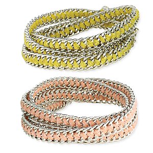 Silver Chain & Color Ribbon Wrap Bracelet