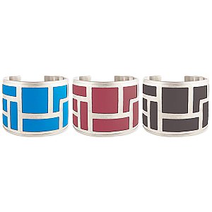 Silver Geometric Color Cuff Bracelet