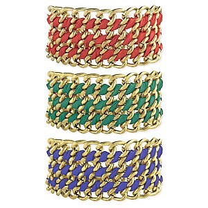 Wide Gold Chain Ribbon Wrap Bracelet