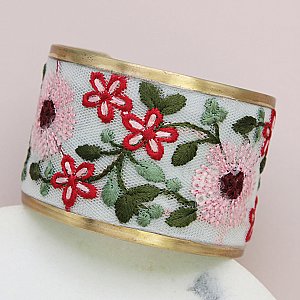 White Vintage Floral Embroidered Cuff Bracelet