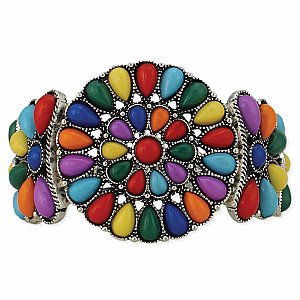 Multicolor Squash Blossom Stretch Bracelet