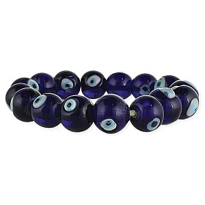 Blue Eye Glass Bead Stretch Bracelet
