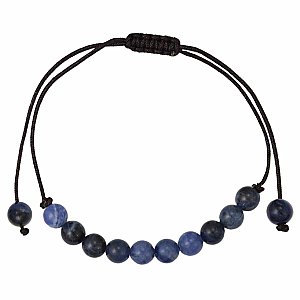 Deep Ocean Blue Stone Bead Pull Bracelet