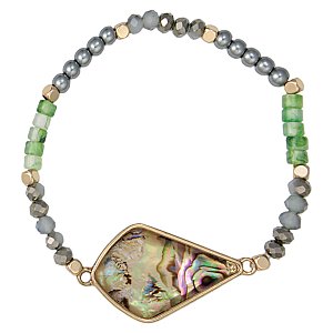 Ocean Floor Green Bead Shell Bracelet