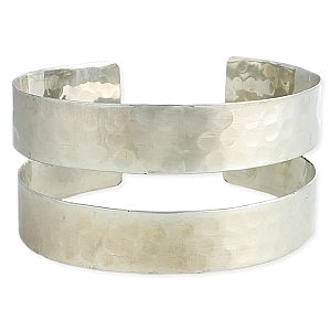 Silver Hammered Double Band Armband