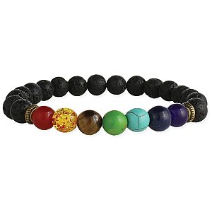 Chakra Stone & Lava Bead Essential Oil Diffuser Stretch Bracelet