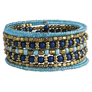 Gold & Turquoise Bead Coil Bracelet