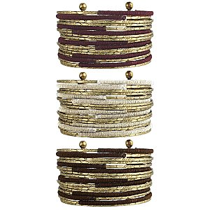 Cord Wrapped Gold Hammered Cuff Bracelet