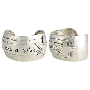 Make a Wish Star Silver Cuff Bracelet