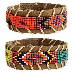 Hand Crafted Southwest Bead & Leather Bracelet