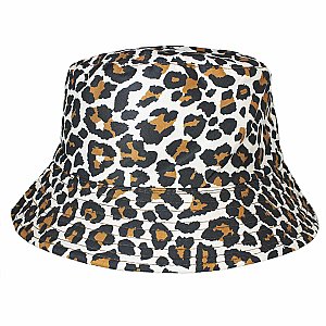 Leopard Print White Bucket Hat