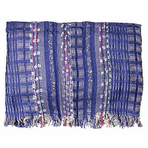 Mixed Thread Blue Woven Fringe Scarf