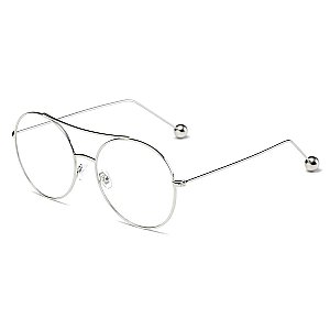 Classic Round Silver Wire Frame Blue Light Blocker Glasses