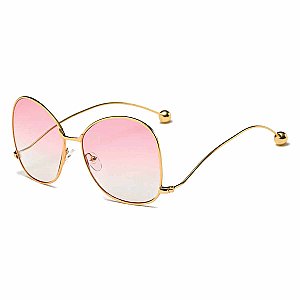 Gold Butterfly Frame Wire Pink Sunglasses 