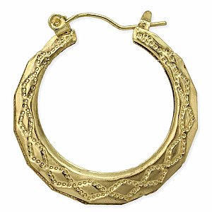 Quilted Design Gold Hoop Earrings