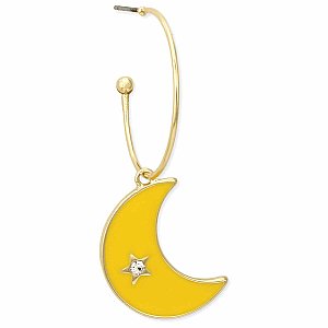 Yellow Moon Drop Gold Hoop Earrings