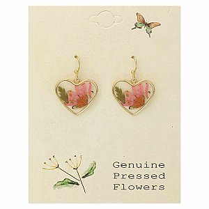 Cottage Floral Dried Flower Heart Earring