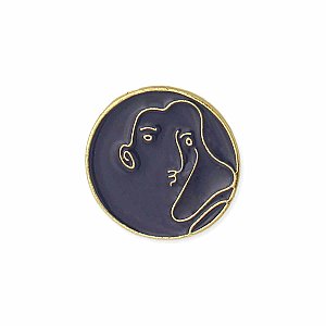 Picasso Blue Gold Face Post Earring
