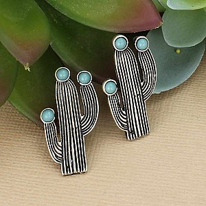 Stick with Me Large Silver Cactus Post Earrings