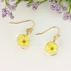 Yellow Buttercup Dried Flower Earrings