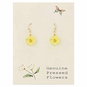 Yellow Buttercup Dried Flower Earrings