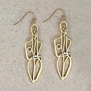 Abstract Nude Gold Figure Earrings