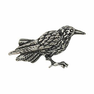 Nevermore Silver Raven Post Earrings