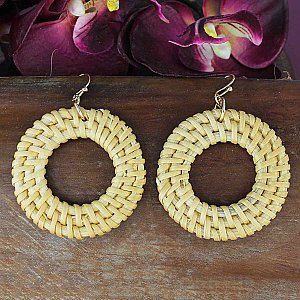 Tropical Vibes Round Rattan Earrings