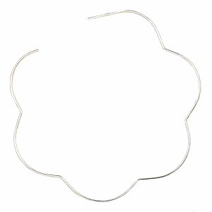 Silver Wire Flower Hoop Earrings