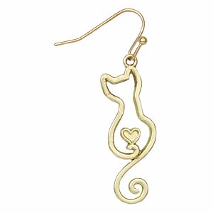 Feline Fancy Gold Cat Outline Earrings