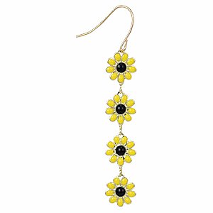 Daisy Chain Gold & Yellow Flower Linear Earrings