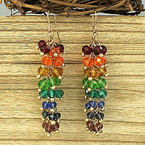 Rainbow Bead Cluster Drop Earrings