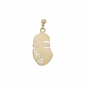 Modern Art Face Gold Post Earrings