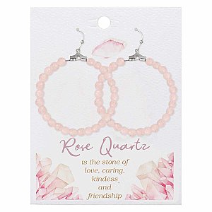 Stone Style Rose Quartz Bead Round Earrings