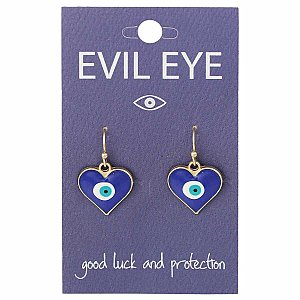 Blue Protecting Eye Gold Heart Earrings