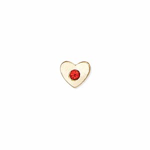 Red Crystal Gold Heart Ear Stacks Post Earrings