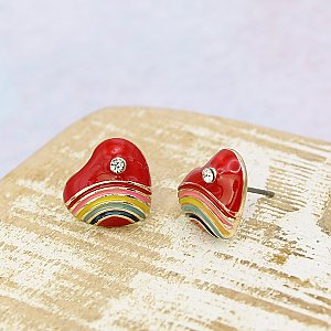 Rainbow Bright Heart Post Earrings
