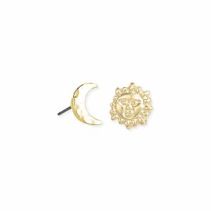 Heavenly Bodies Sun Moon Gold Post Earrings