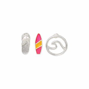 Surf's Up Silver Beach Post Earrings Set