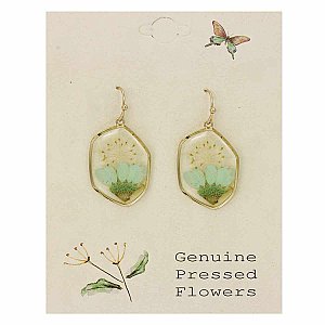 Cottage Floral Green Dried Flower Earrings