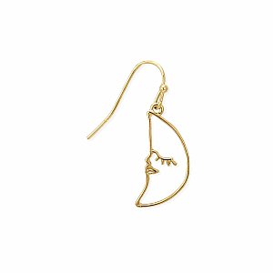 Moon Face Gold Crescent Earrings